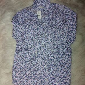 J. Crew Blue and Purple Floral Shirt